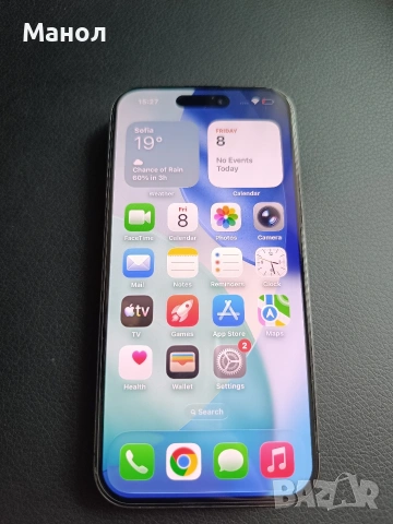 iPhone 15 pro 128gb Blue Titanium перфектен, снимка 5 - Apple iPhone - 54479211