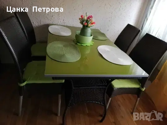 Комплект маса за хранене с четири /шест/стола., снимка 2 - Маси - 54902991