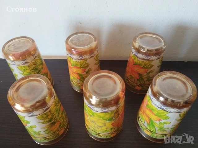 Стъклени цветни чаши от соца,за вода  безалкохолно. , снимка 4 - Чаши - 54566115