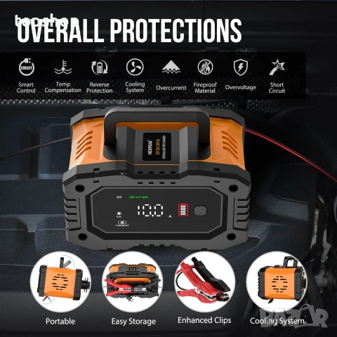 Интелигентно зарядно за акумулатори NEXPEAK NC202 (10A, 12V/24V) с импулсна десулфатизация  , снимка 6 - Аксесоари и консумативи - 55159818