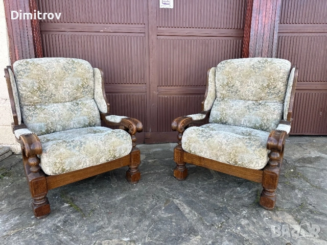Комплект 2 бр. масивни кресла – класически стил, снимка 2 - Дивани и мека мебел - 53958544