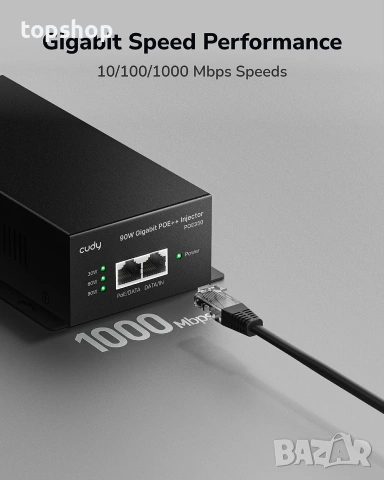 Чисто нов запечатан в целофан Gigabit PoE++ инжектор Cudy POE350 90W  Продавам чисто нов, неизползва, снимка 5 - Мрежови адаптери - 55272886