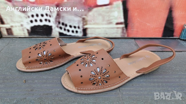 Английски дамски сандали-еспадрили естествена кожа 