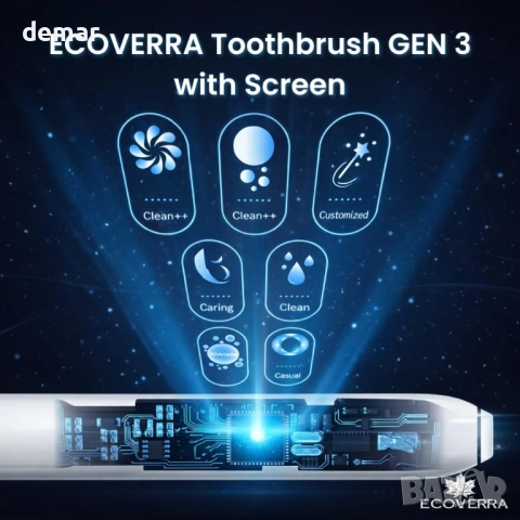Електрическа четка за зъби ECOVERA с екран и 5+1 режима (GEN 3), снимка 2 - Други - 54879725