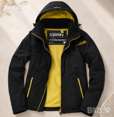 Ветроустойчиво и Водоустойчиво Яке Superdry Windcheater Jacket 2XL - Black/Yellow , снимка 10 - Якета - 54828247