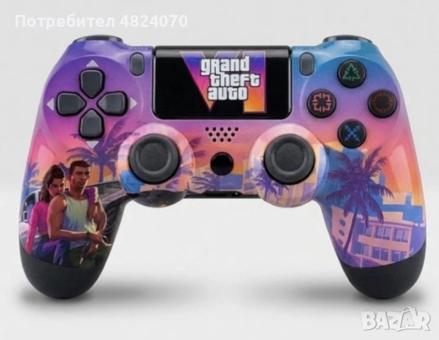 Два безжични джойстика за PS4 с тъчпад, вибрация и LED осветление – FC25 / GTA дизайн, снимка 3 - PlayStation конзоли - 54505149