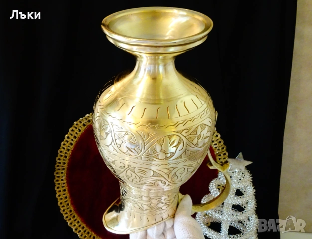 Уникална бронзова кана за вино,релефни орнаменти,позлата. , снимка 9 - Антикварни и старинни предмети - 54556028