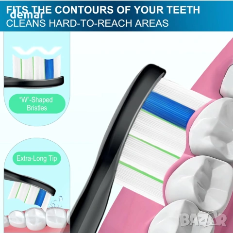 Резервни глави за четка Philips Sonicare, 8 избелващи + 8 прецизно почистващи, черни, снимка 3 - Други - 54399353