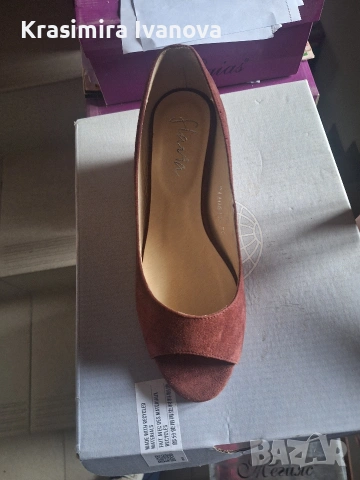 нови обувки естествен велур Бордо на платформа , снимка 4 - Дамски ежедневни обувки - 54160567