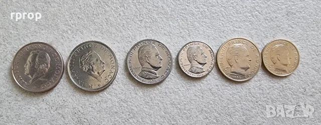 Монако. 0.10, 0.20, ½, 1, 2, 10 франка. 1960 - 1982 година. 6 бройки., снимка 6 - Нумизматика и бонистика - 55526066