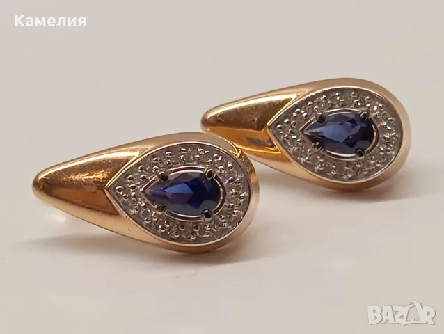 Руско злато. Обеци с брилианти. , снимка 11 - Обеци - 55435380
