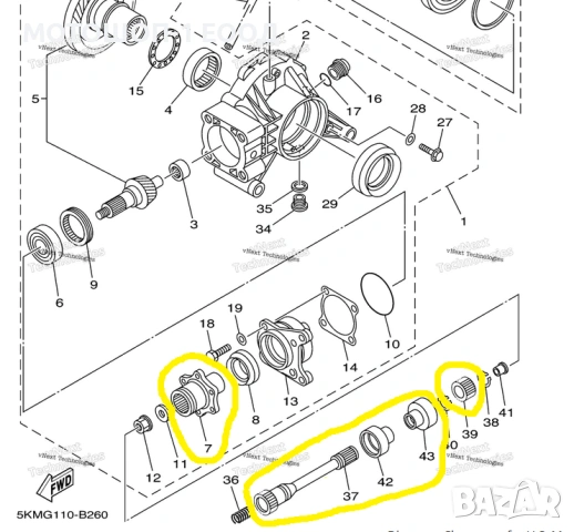 НОВ комплект за Заден Кардан 2002-08 Yamaha Grizzly 660, снимка 2 - Части - 52056234