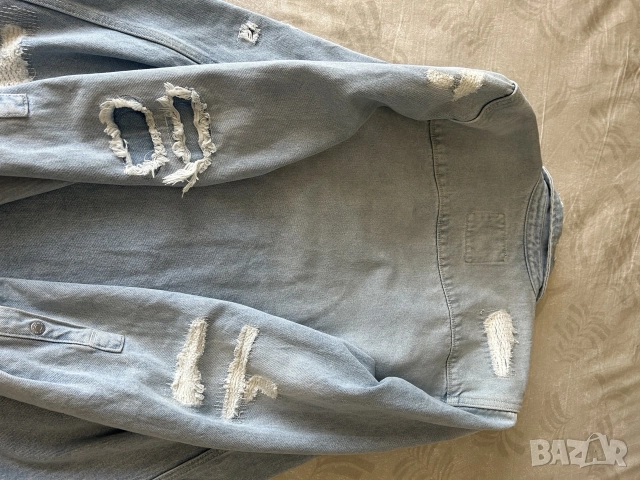 Мъжка риза ZARA (дънков плат), снимка 9 - Ризи - 55468194