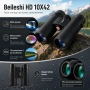 Мощен ловен бинокъл Beileshi HD 10X42 за лов наблюдение на птици животни професионален туристически, снимка 7
