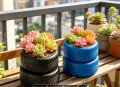 3D Автомобилна гума Гуми кашпа моливник силиконов молд форма смола гипс шоколад свещ декор, снимка 2