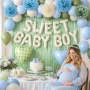 Нова Baby Shower Декорация Синьо Зелено Балони Помпони Парти Комплект момче Украса парти, снимка 4