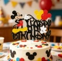 Мики Маус картонен топер Happy birthday за декорация на торта , снимка 1