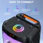 Караоке колона с 2 безжични микрофона, Bluetooth, 200W Peak, TWS и LED светлини, снимка 5