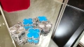 Van Cleef & Arpels VCA 5 Motifs Silver Blue Agate Clear Vintage Alhambra Дамска Гривна, снимка 4