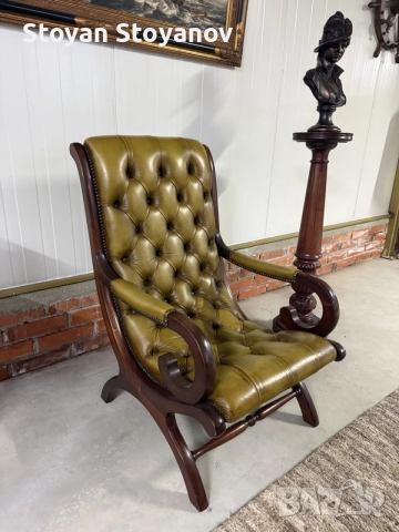 Chesterfield/Честърфийлд  Handmade – Класическо кресло с висока облегалка, снимка 3 - Дивани и мека мебел - 55398044