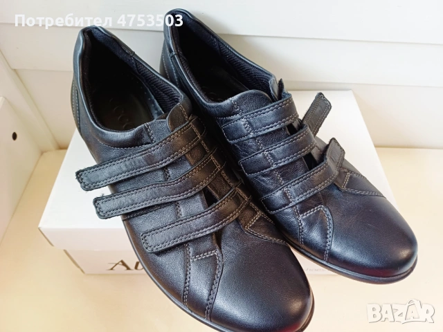 Черни обувки Ecco 40 естествена кожа , снимка 2 - Дамски ежедневни обувки - 54368082