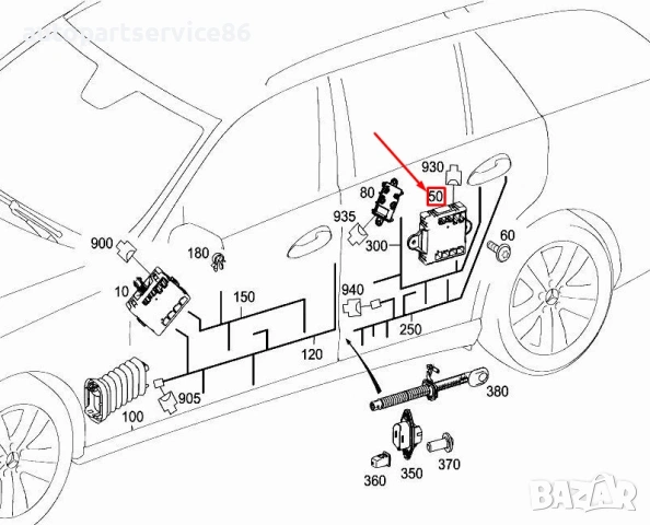Електронен модул за управление на врата задна дясна за Mercedes W212 2.2 CDI (2012) A2129004414