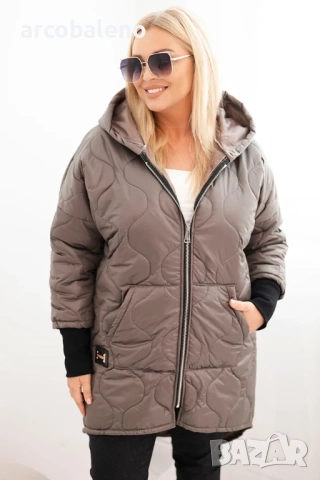 Дамско преходно яке Plus Size, ватирано с качулка, 8цвята , снимка 7 - Якета - 52951106