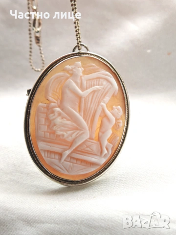 Прекрасна Старинна Френска Камея в Сребърен Обков 19 век