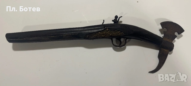 Стар кремъчен пистолет/брадва, снимка 4 - Антикварни и старинни предмети - 53952887