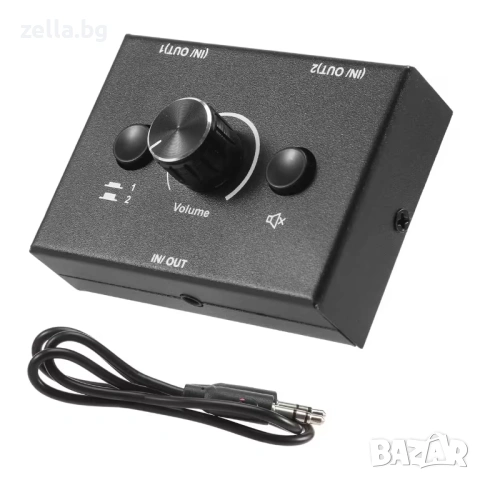 HiFi стерео аудио превключвател 2x1/1x2 – RCA & 3.5 мм жак суичър с Mute бутон за PC и аудио 10472, снимка 13 - Друга електроника - 54703818