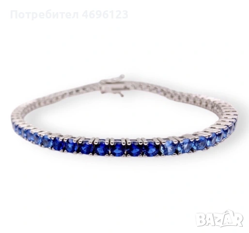 Сребърна Тенис Гривна, снимка 4 - Гривни - 54004783