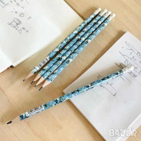 6606 Графитен молив с гума, флорален дизайн