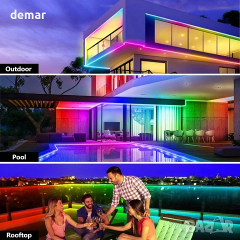 5 м външна RGB+IC LED лента, приложение/дистанционно, IP68, снимка 2 - Лед осветление - 53983003