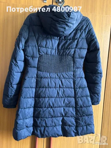 Зимно яке Desigual с бродирани рози размер S като ново, синьо , снимка 3 - Якета - 55589103