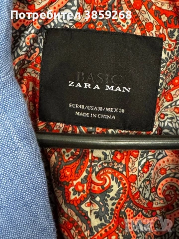 Оригинално мъжко ленено сако ZARA MAN – размер M / EU48, снимка 3 - Якета - 54463828