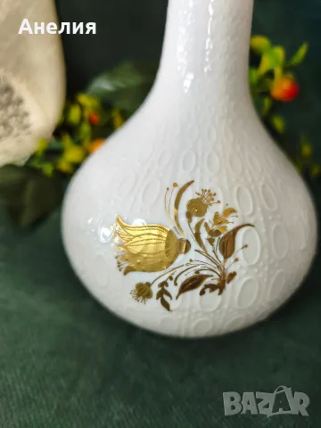 Rosenthal ваза със златни цветя , снимка 4 - Вази - 55388479
