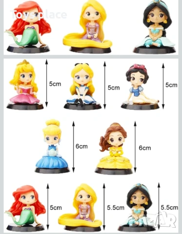 Комплект фигурки Принцесите на Дисни, Disney princess, фигурки за торта или игра Ариел, Рапунцел, Сн, снимка 4 - Фигурки - 51587701