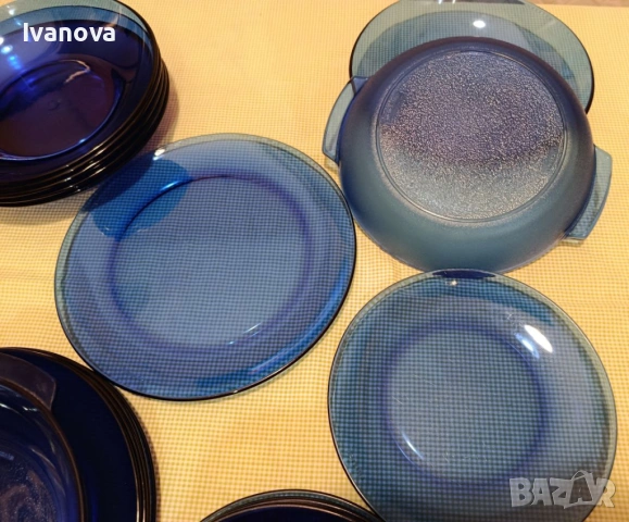 Стъклен сервиз за хранене кобалтово синьо SM BRAZIL, снимка 6 - Сервизи - 54232228