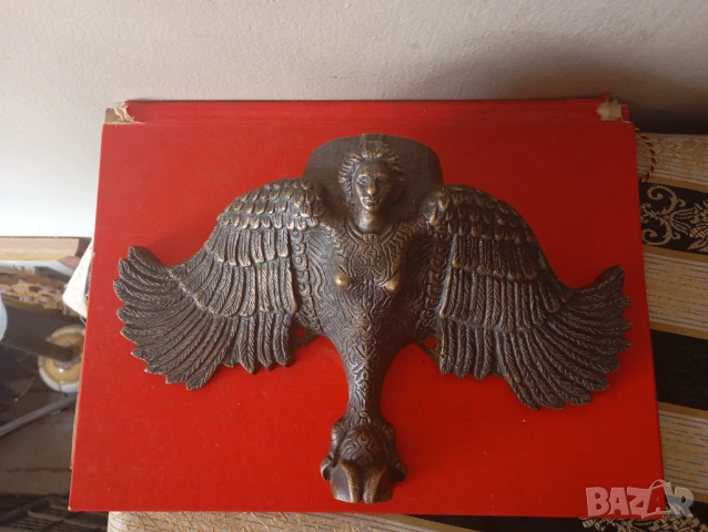 Стара бронзова апликация,обков, снимка 2 - Други ценни предмети - 54154381