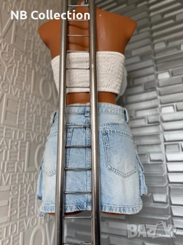 Bershka дамска къса дънкова пола , снимка 12 - Поли - 51134022