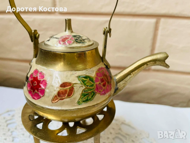 Красив месингов комплект от Англия с макове , снимка 7 - Антикварни и старинни предмети - 54437008