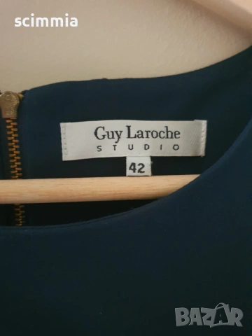 Класическа елегантна рокля Guy Laroche тъмносиня размер M/L, снимка 3 - Рокли - 54642325