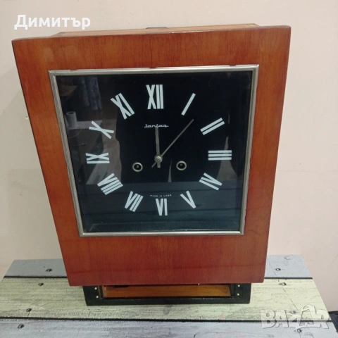 Рядък стенен часовник „Янтар“ (СССР) – работещ, с гонг и ключ, снимка 7 - Стенни часовници - 54024912
