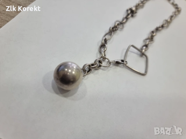 Дамски сребърен синджир, снимка 2 - Колиета, медальони, синджири - 54344560