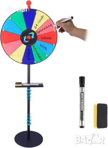 Колело на късмета въртящо се колело за томбола/игра с маркери и стойка (Prize Wheel), снимка 4 - Рулетки - 55027278