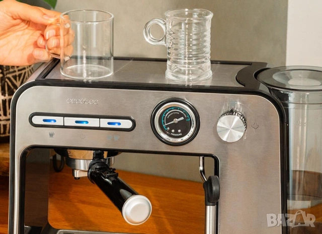 еспресо машина Cecotec Power Espresso 20 Square Pro, която работи с мощност 1450 W и налягане от 20 , снимка 9 - Кафемашини - 55044381