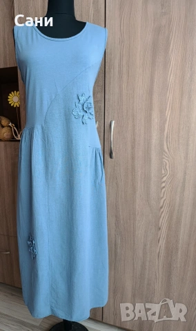 Дълга синя рокля , снимка 3 - Рокли - 54581316