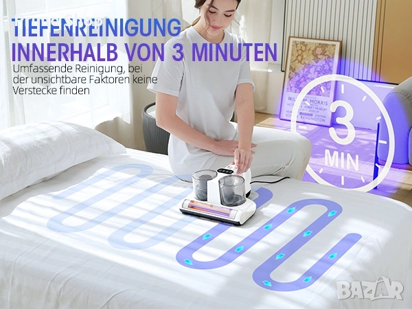 Промо! Прахосмукачка за матраци JPHYLL, 16KPa, UV-C светлина, HEPA филтър, 500W, снимка 10 - Прахосмукачки - 55186040