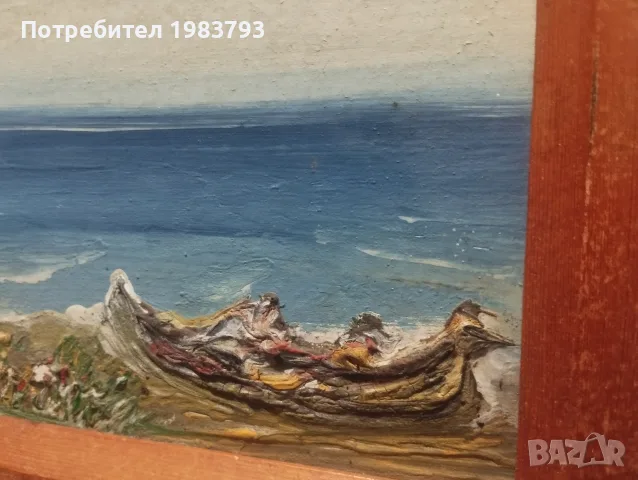 Красива морска картина 1991г.на Евгени Тодоров., снимка 2 - Декорация за дома - 55432395