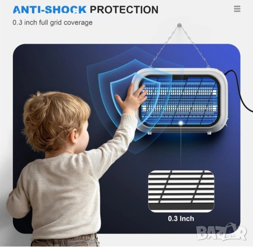 Лампа против насекоми, 20W UV лампа покритие 100 кв.м, ъгъл на разпространение 360º, снимка 5 - Настолни лампи - 54122050